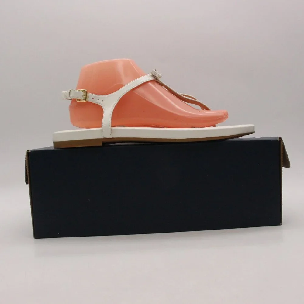 Cole Haan Tali Mini Bow Women's 10 B Patent Leather Sandal Thong White Strappy